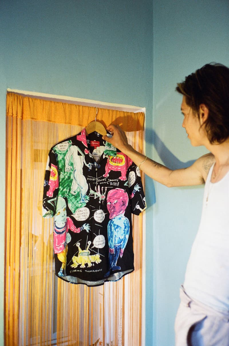 supreme daniel johnston spring summer collaboration art shirts black blue orange pink green white