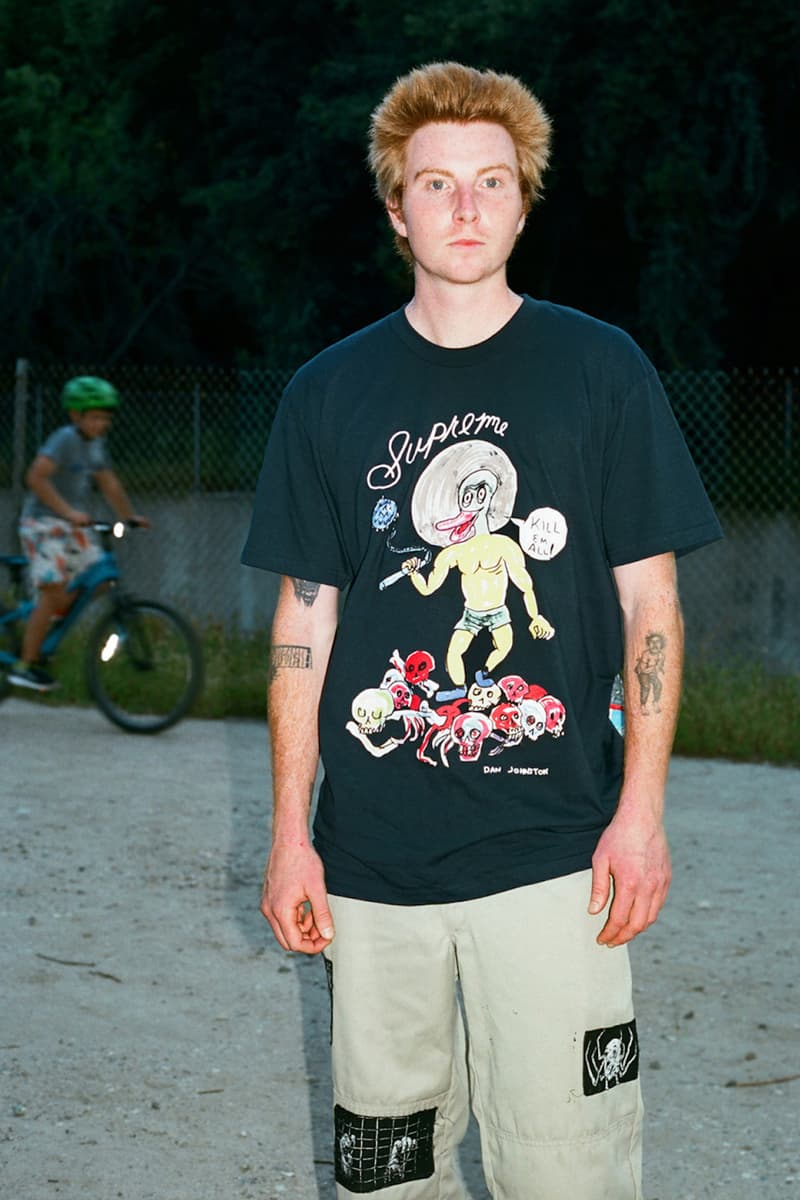 supreme daniel johnston spring summer collaboration art shirts black blue orange pink green white