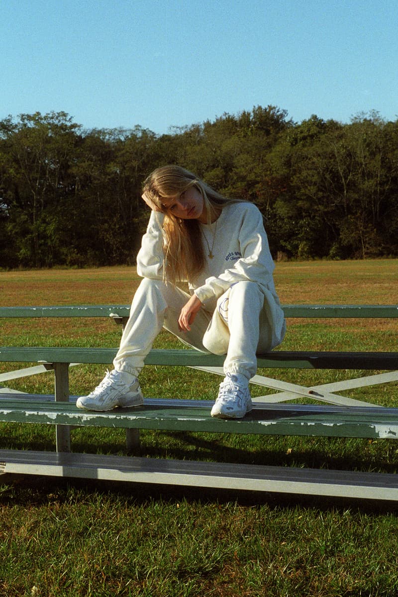 Tea You Après Sport Logo Ivory Crewneck Sweater Sweatpants Pullover Joggers Montreal Lookbook Cream White Asics Sneakers