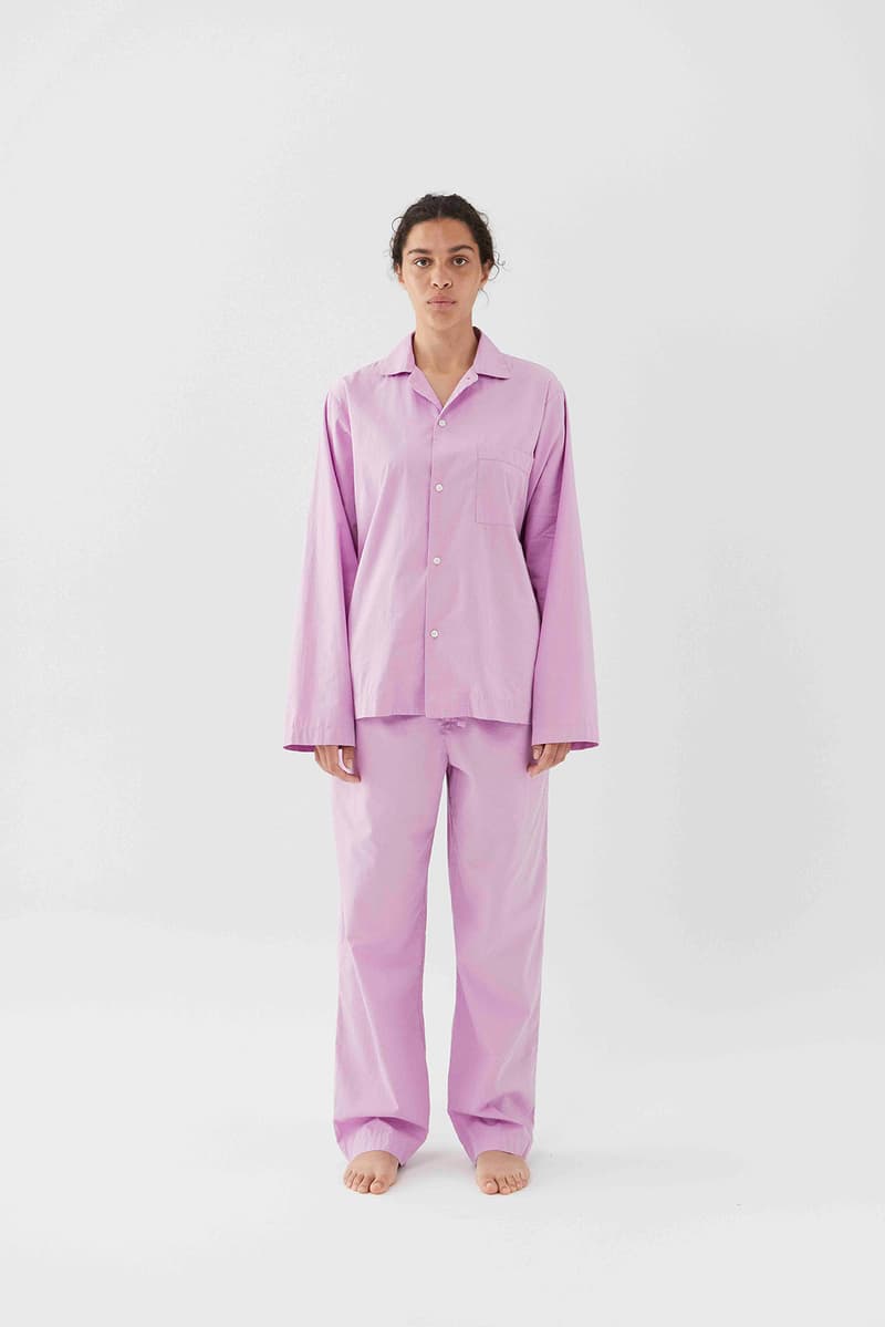 tekla unisex sleepwear loungewear collection sustainable shirts trousers shorts pink blue