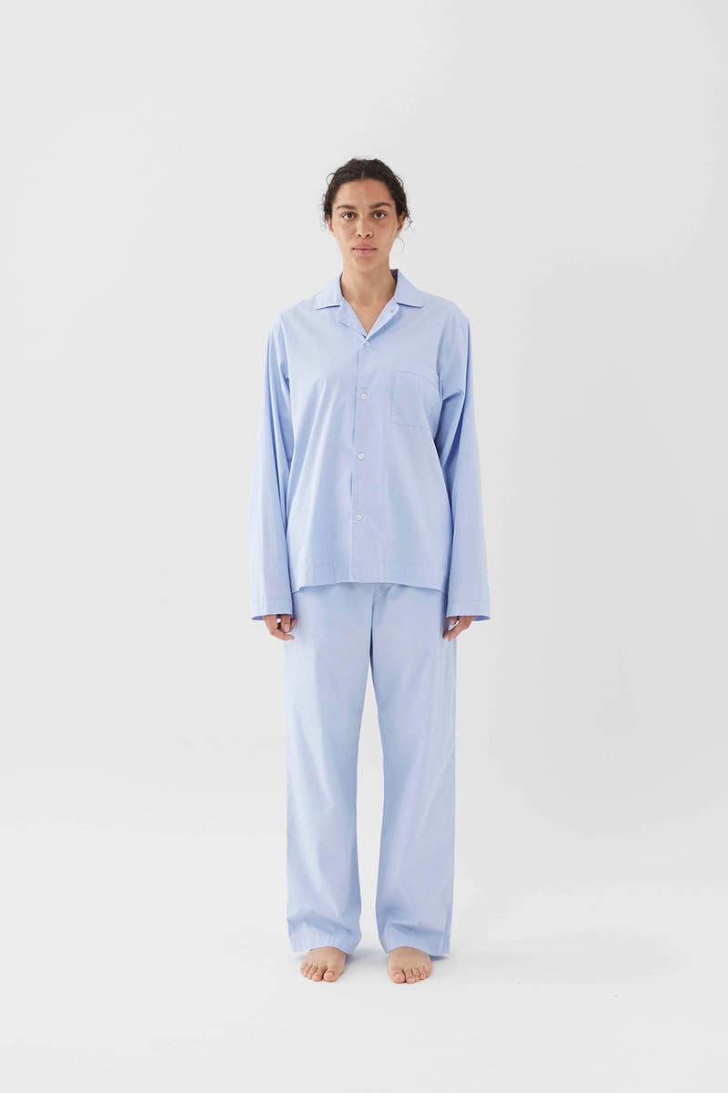tekla unisex sleepwear loungewear collection sustainable shirts trousers shorts pink blue