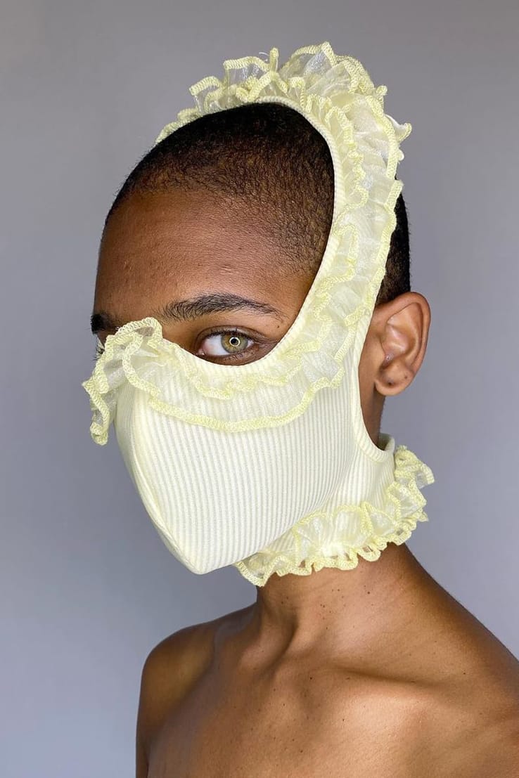 Tia Adeola Cotton Orange Ruffle Face Mask Womens Accessories Face masks 