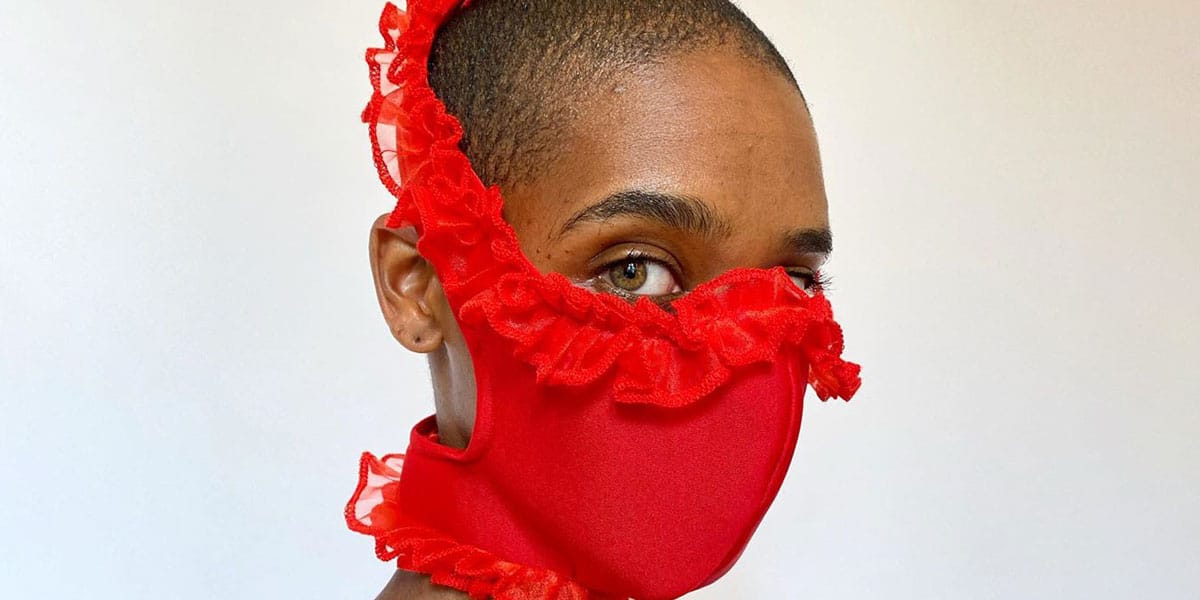 Tia Adeola Cotton Cream Ruffle Face Mask Womens Accessories Face masks 