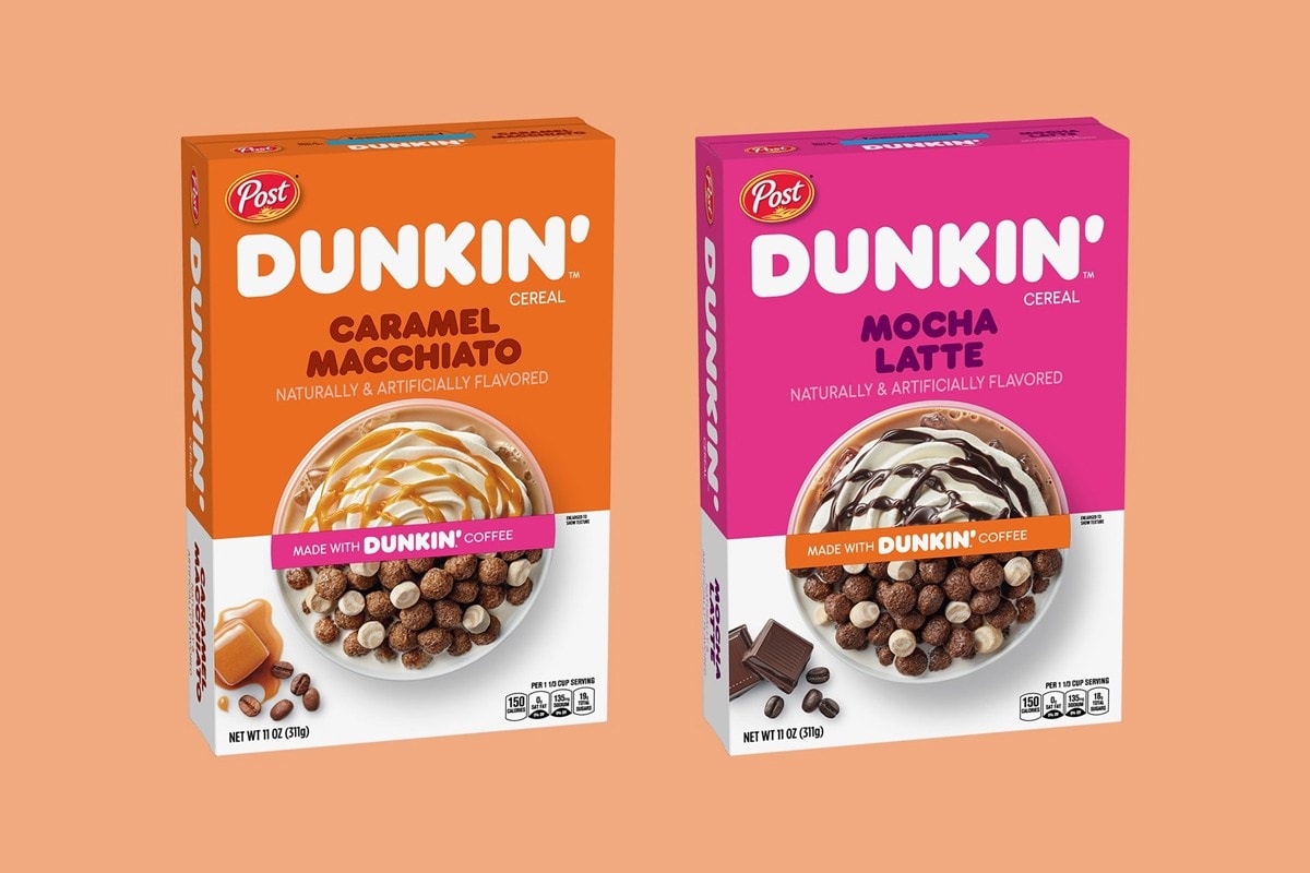 dunkin donuts post coffee flavored cereal caramel macchiato mocha latte breakfast food collaboration