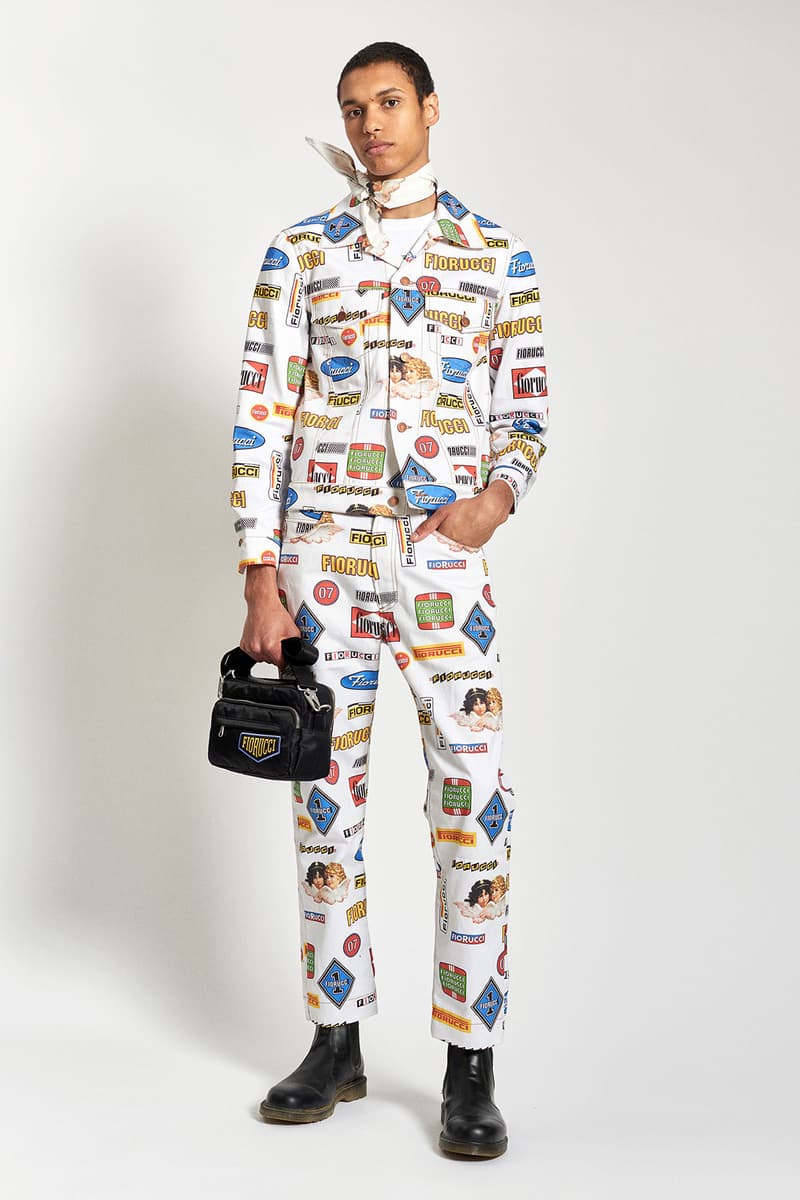 fiorucci spring summer 2021 daniel fletcher menswear lookbook formula 1 denim sweatpants t-shirts 