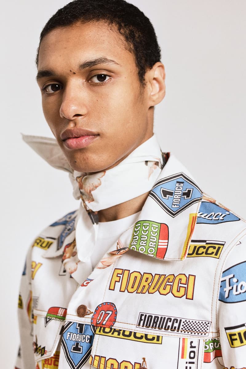 fiorucci spring summer 2021 daniel fletcher menswear lookbook formula 1 denim sweatpants t-shirts 