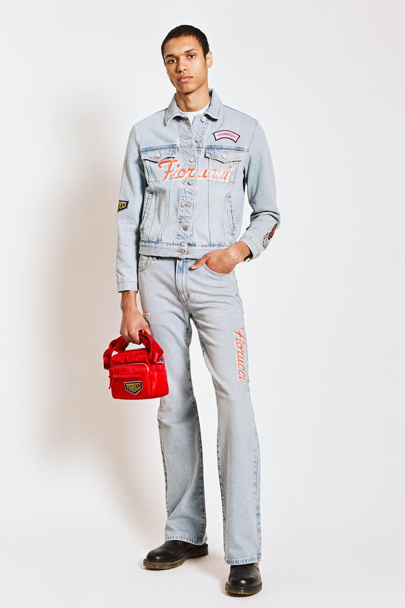 fiorucci spring summer 2021 daniel fletcher menswear lookbook formula 1 denim sweatpants t-shirts 