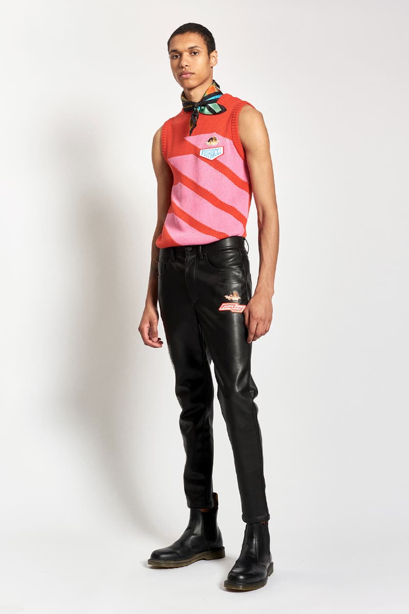 fiorucci spring summer 2021 daniel fletcher menswear lookbook formula 1 denim sweatpants t-shirts 