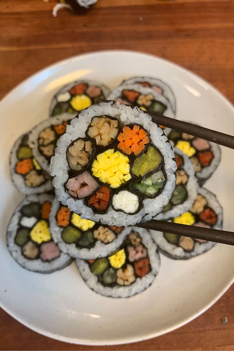 how to make flower kimbap korean food recipe cooking tutorial mokbar ms yoo nyc esther choi