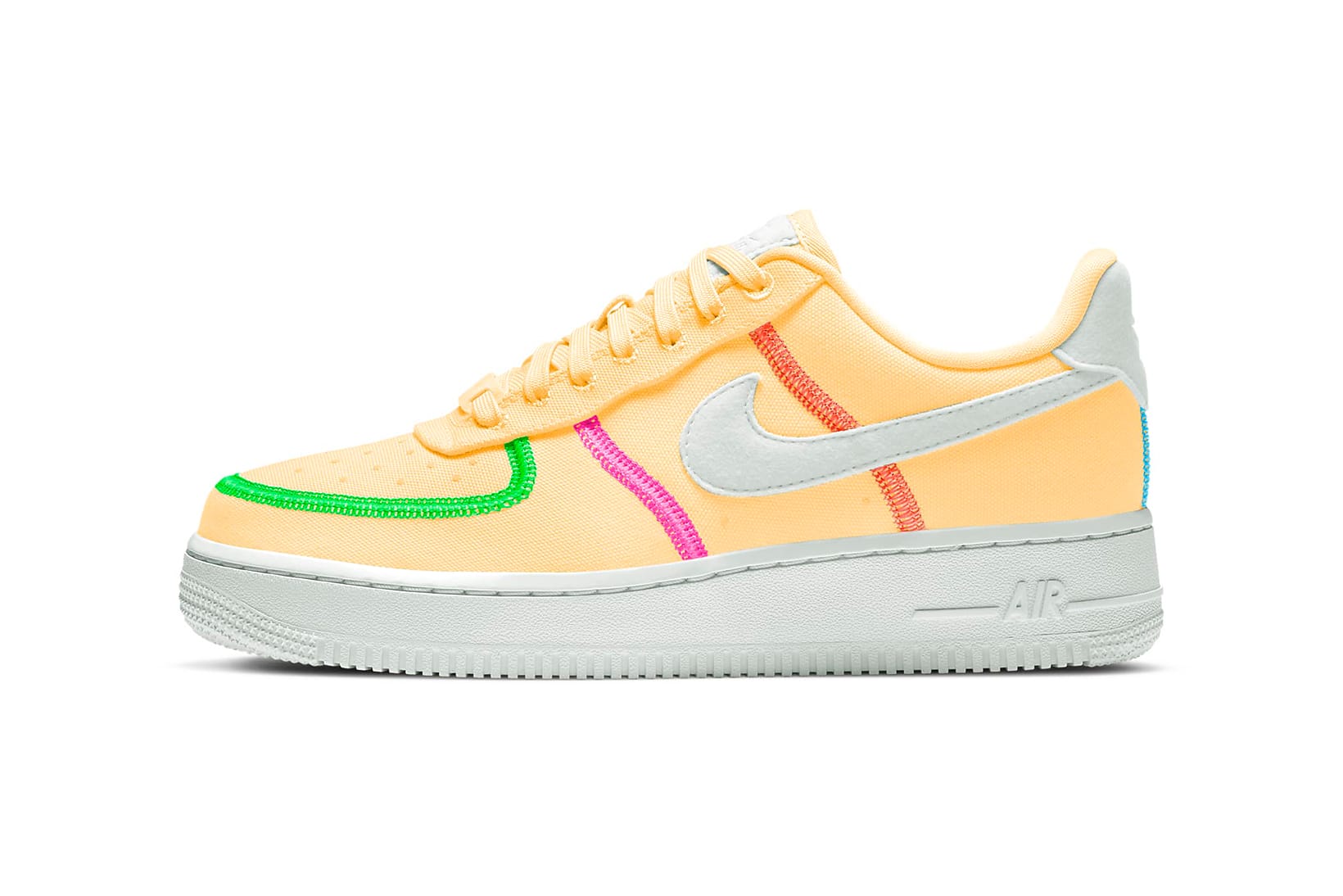 white and neon orange air force 1