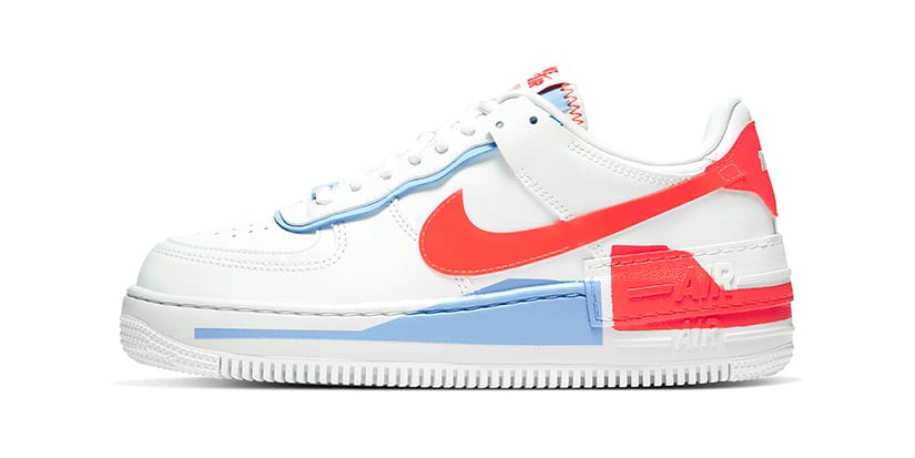 blue orange and white air force ones