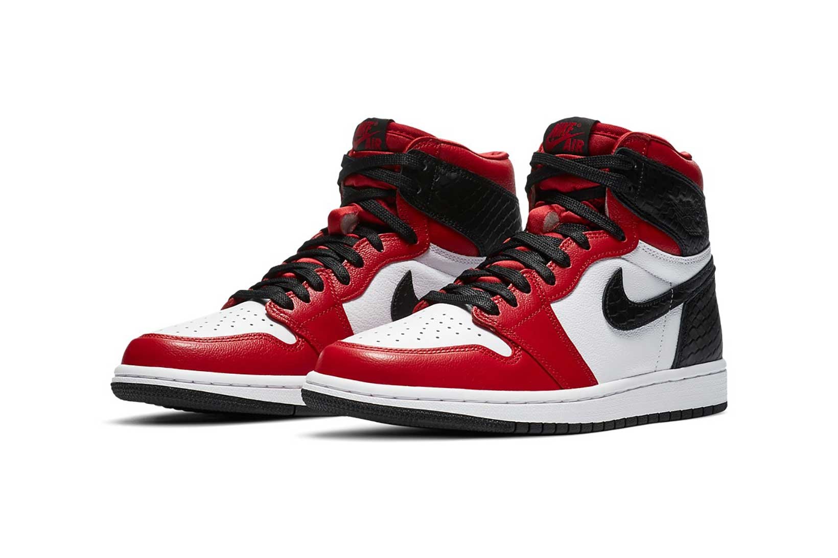nike air jordan 1 retro high og womens sneakers black red white satin snake sneakerhead shoes footwear