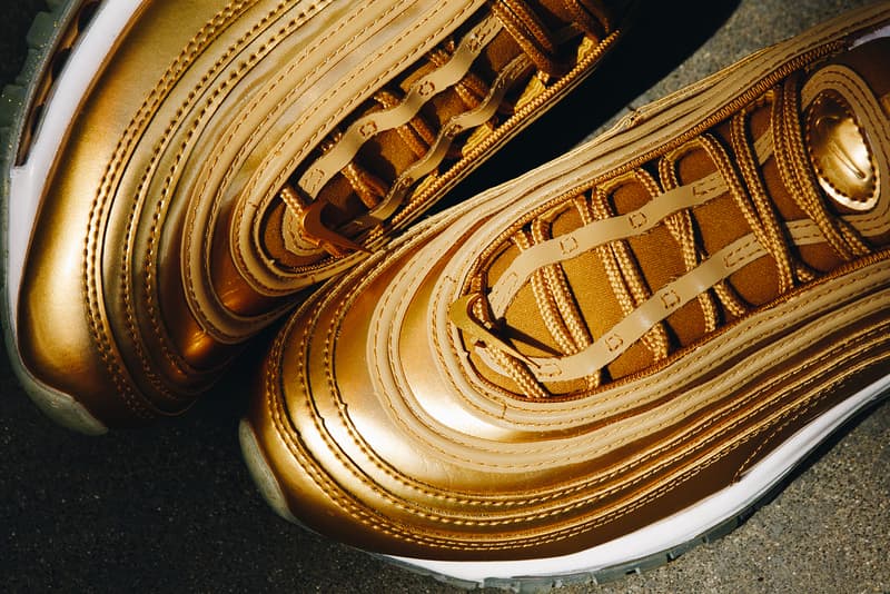 nike air max 97 womens sneakers metallic gold white shoes footwear sneakerhead