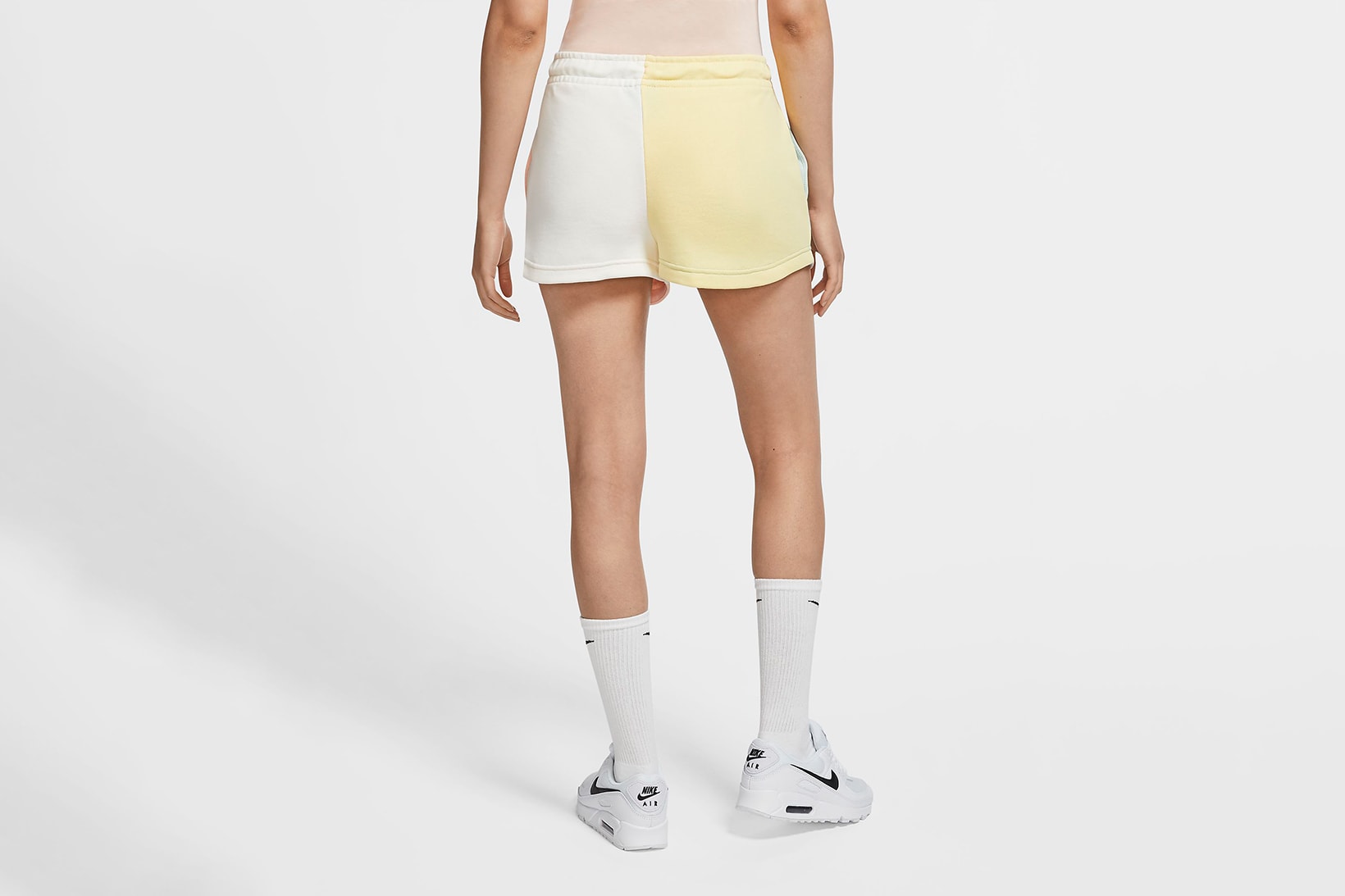 nike sportswear pastel collection womens sneakers air force 1 shadow bodysuit french terry shorts pink green white sneakerhead footwear