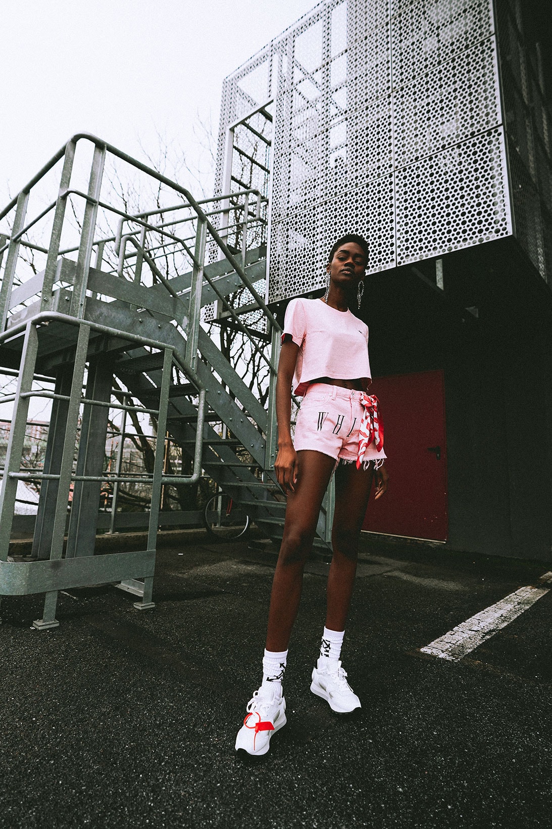 off white virgil abloh paragon singapore exclusive collection t shirts saffiano leather bag shorts pink 