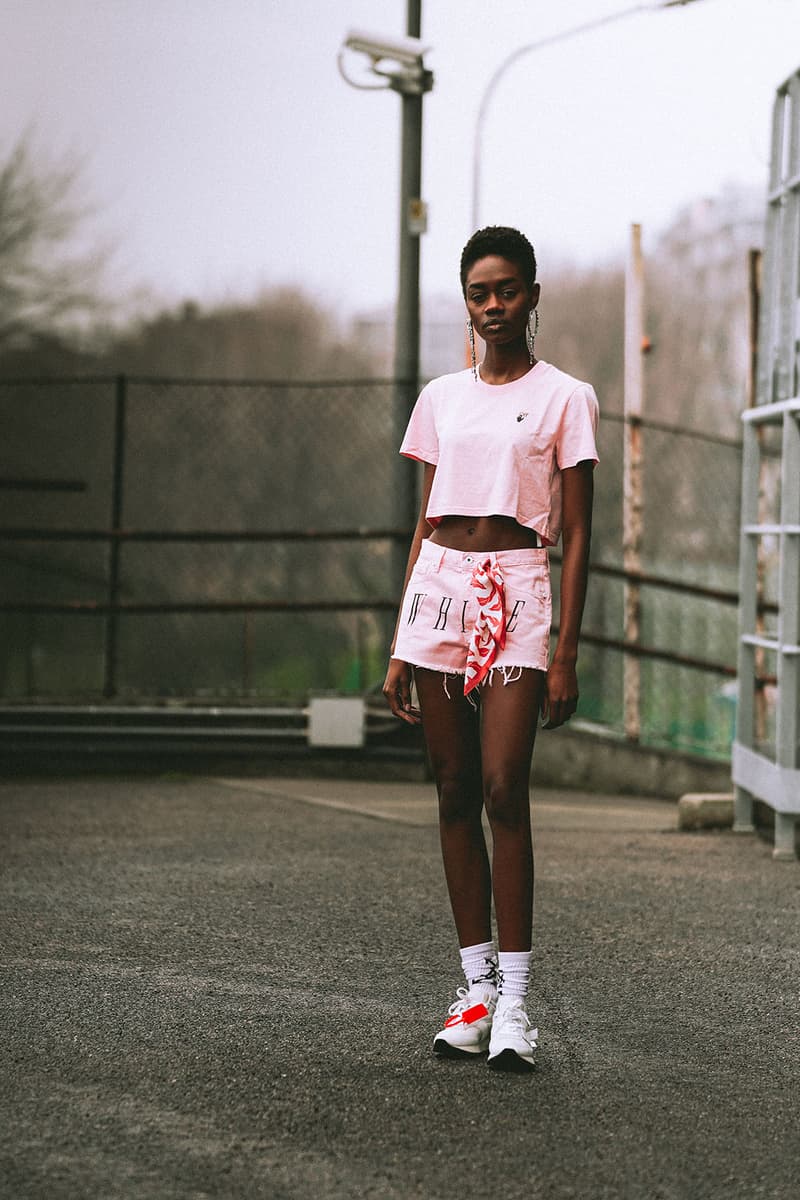 off white virgil abloh paragon singapore exclusive collection t shirts saffiano leather bag shorts pink