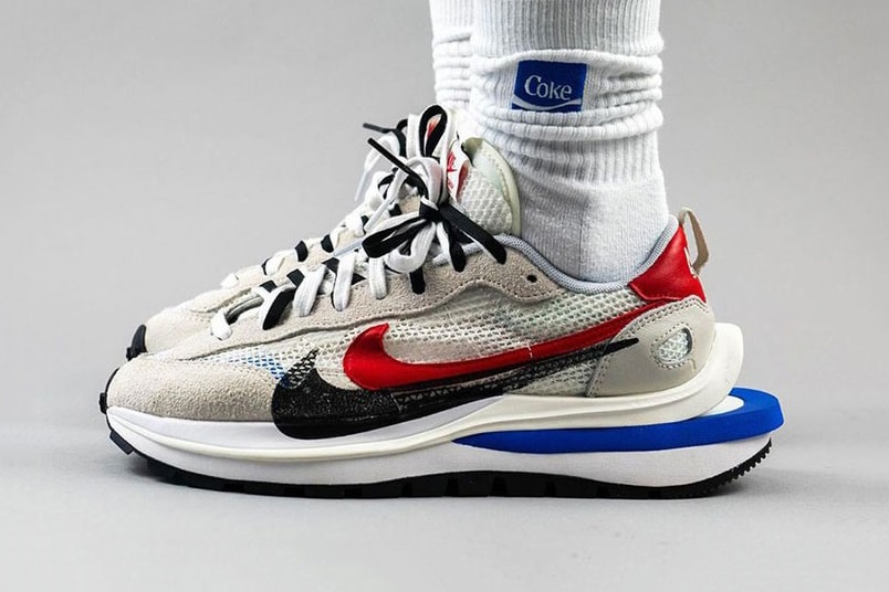 On-Foot Look at sacai x VaporWaffle Blue Red |