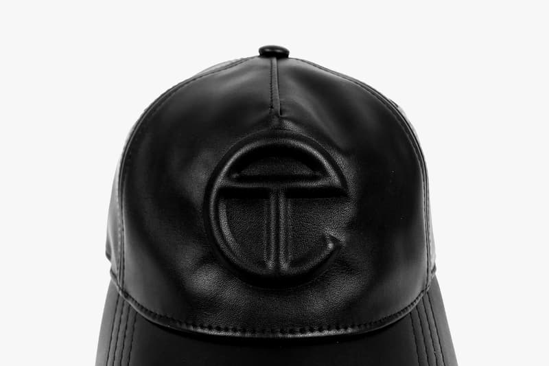 telfar logo embossed hat vegan leather black tan brown