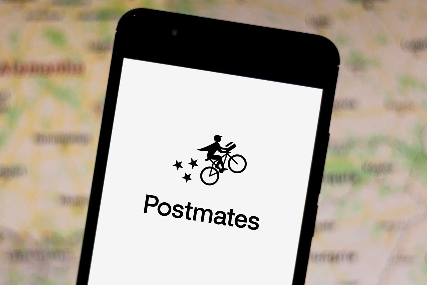 Postmates App Logo Phone Screen