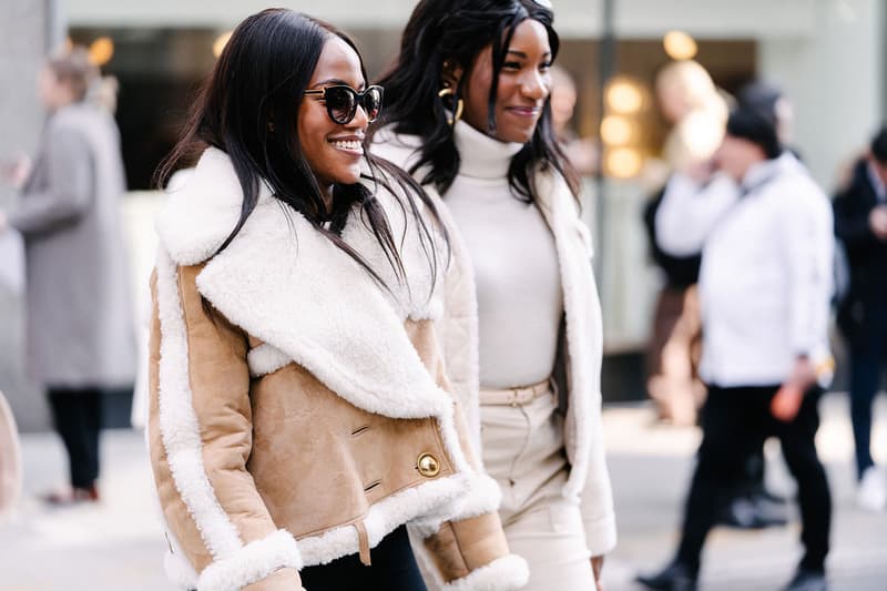 new york fashion week nyfw fall winter best street style sunglasses hoop earrings white beige coast turtle neck