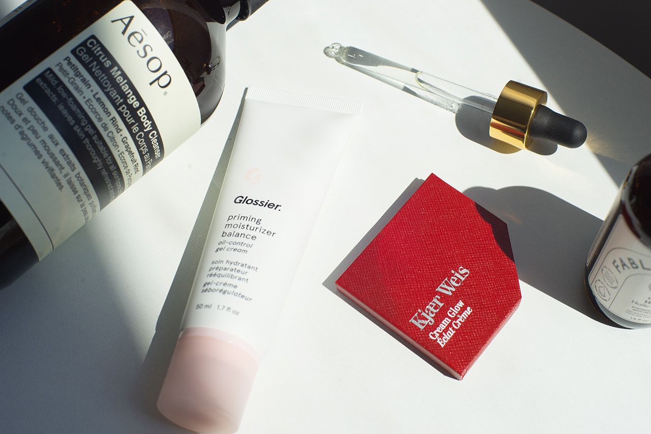 Glossier priming Moisturizer Balance Kjaer Weis Cream Glow Aesop Citrus Melange Body Cleanser Fable Mane Hair Oil Makeup Skincare Beauty Cosmetics Personal Care Products
