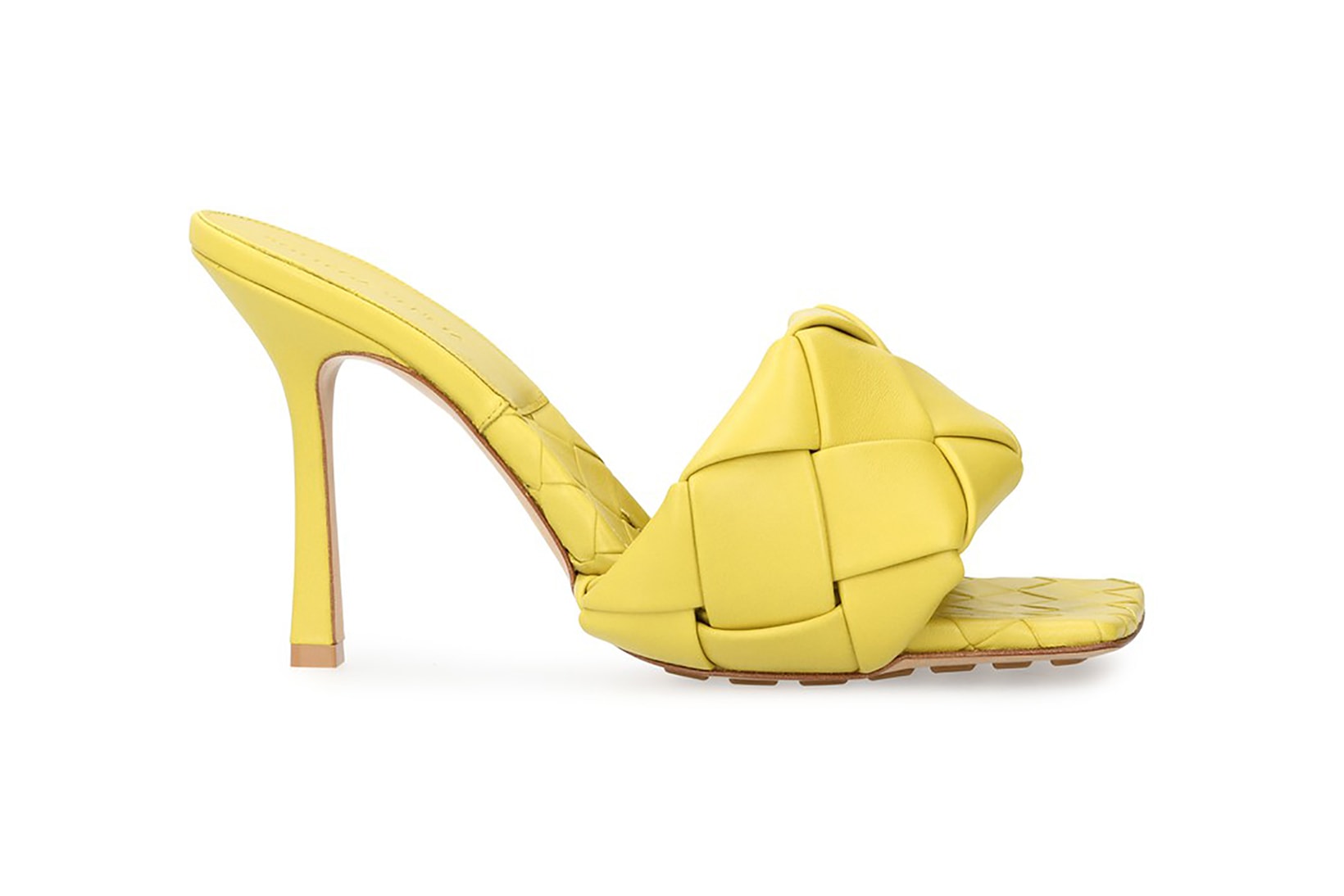 bottega veneta lido sandals square toe shoes heels yellow acid colorway