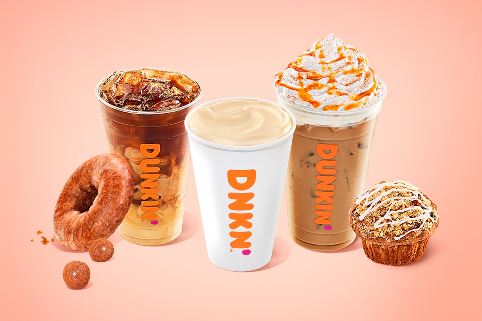 dunkin donuts pumpkin spice latte chai coffee fall drinks muffin 