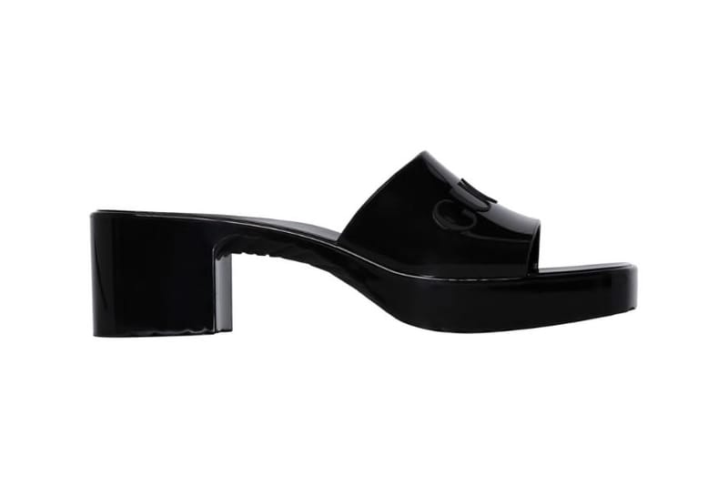 gucci logo rubber slide sandal black