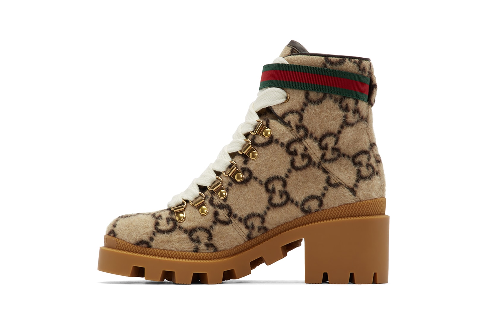 gucci wool gg ankle boots beige brown gold buckle red green designer shoes footwear