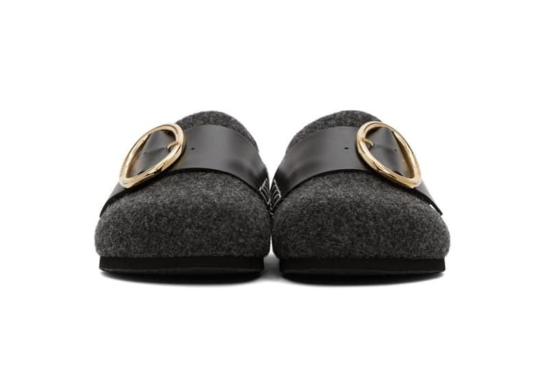 JW Anderson Felt Buckle Loafers Slip-On Shoes Pink Grey White Logo Gold Metal Hardware Fall Autumn Footwear Shoes