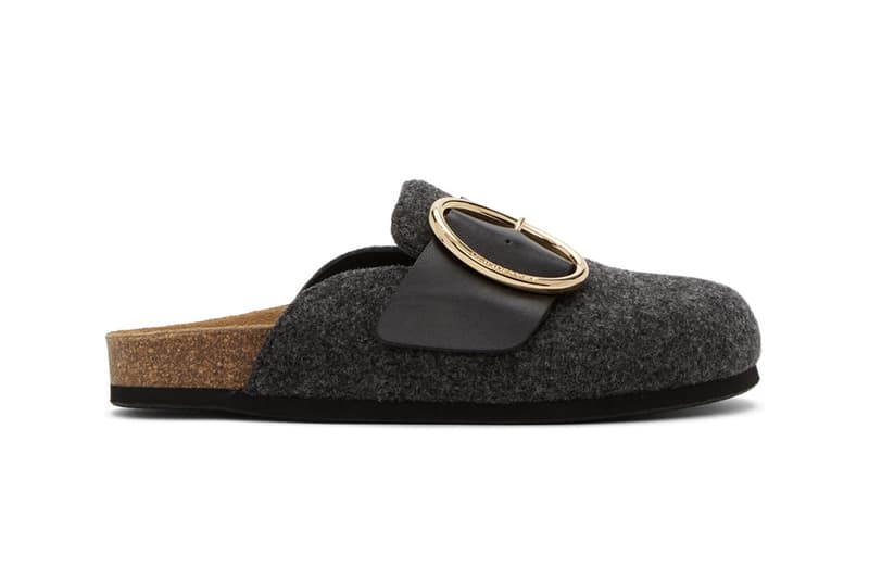 JW Anderson Felt Buckle Loafers Slip-On Shoes Pink Grey White Logo Gold Metal Hardware Fall Autumn Footwear Shoes