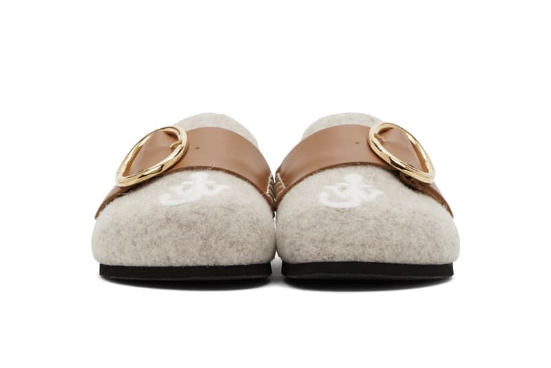 JW Anderson Felt Buckle Loafers Slip-On Shoes Pink Grey White Logo Gold Metal Hardware Fall Autumn Footwear Shoes