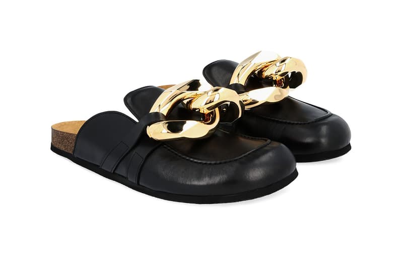 jw jonathan anderson chain loafer black gold leather shoes footwear