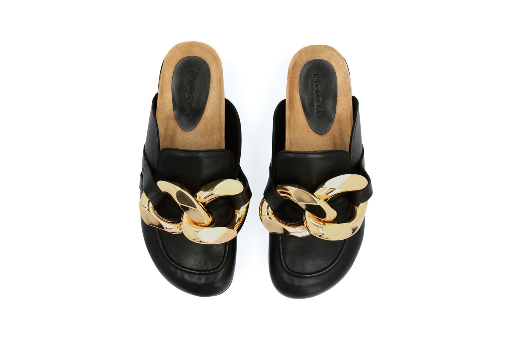 jw jonathan anderson chain loafer black gold leather shoes footwear