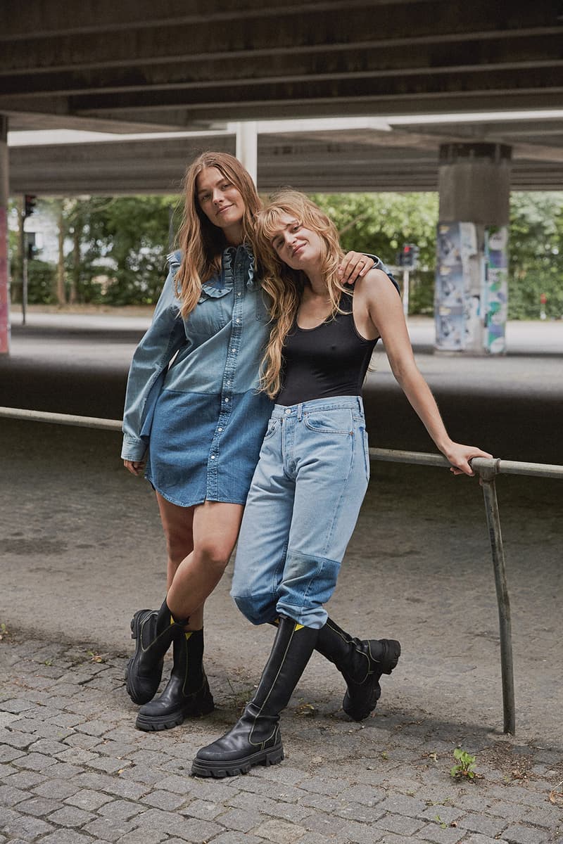 levis ganni denim collaboration rental only love letter 501 jeans sustainability upcycling repeat