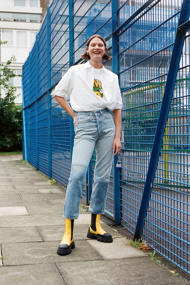 levis ganni denim collaboration rental only love letter 501 jeans sustainability upcycling repeat