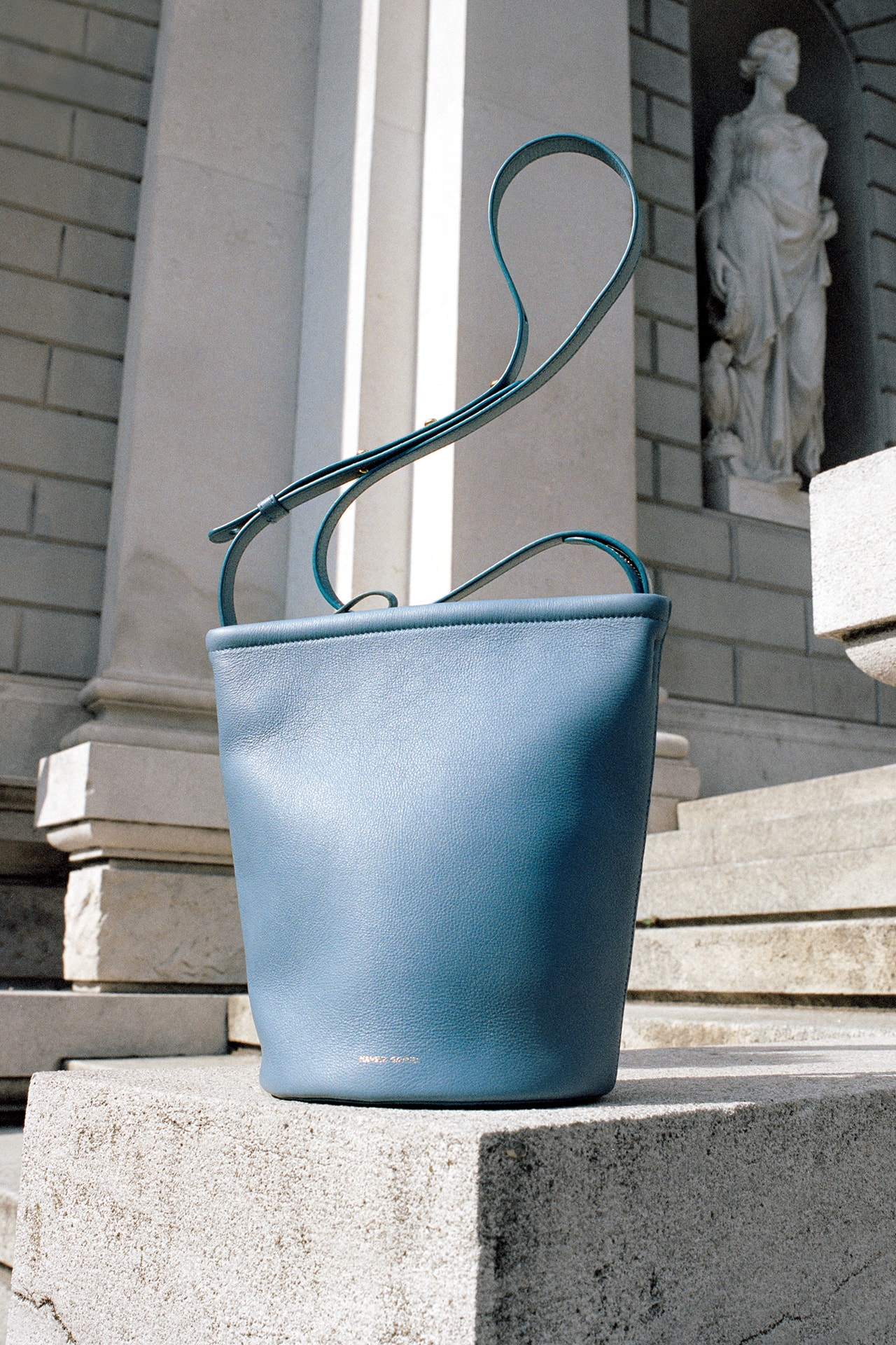 Mansur Gavriel Zip Bucket Bag Lookbook Crossbody Designer Handbag Affordable Blue