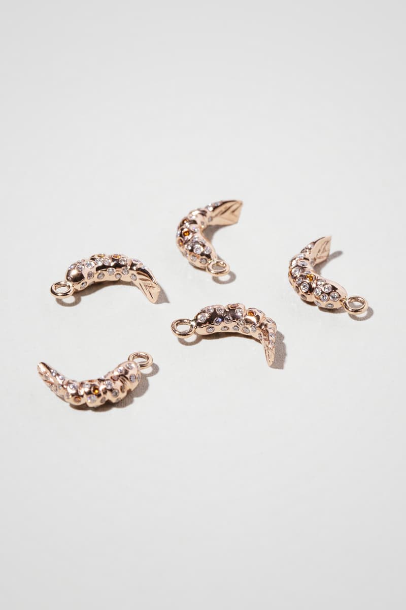 Mociun Fine Foods Luxury Jewelry Charm Collection Small Bites Snacks Shrimp Egg Avocado Asparagus Dumpling