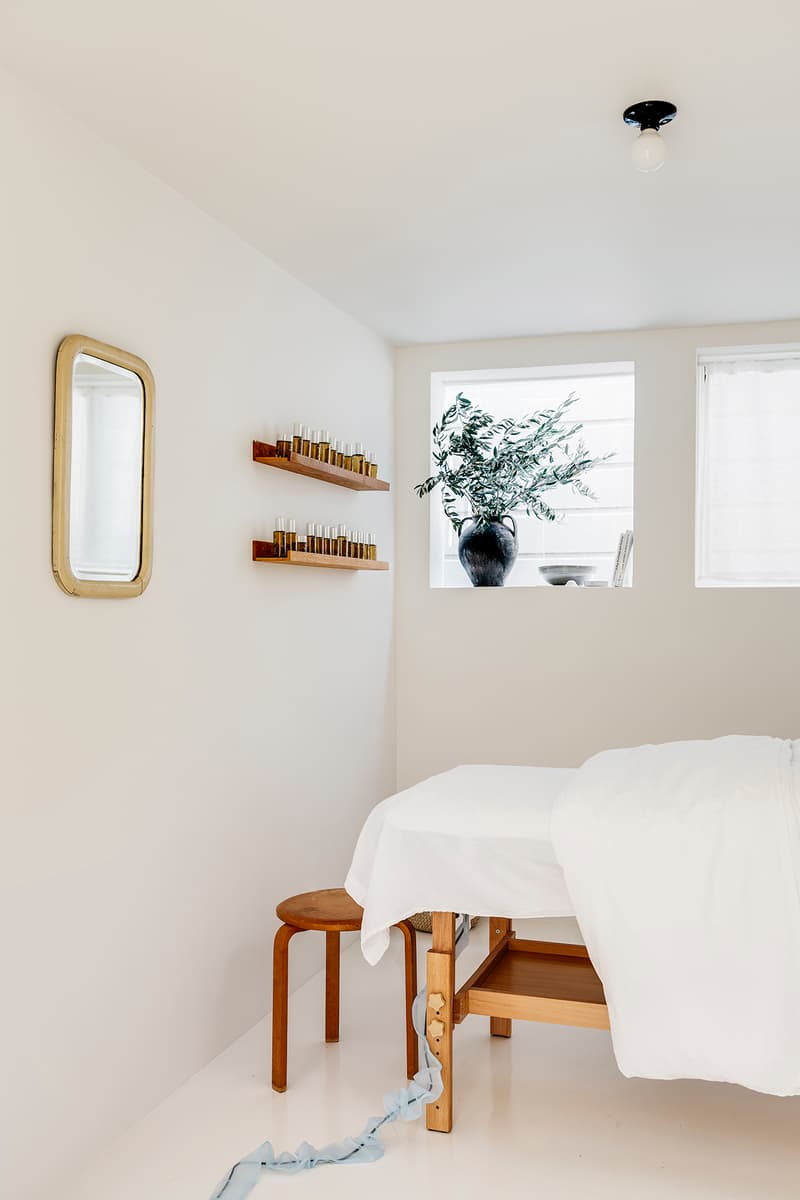 Monastery Organic Skincare Spa Facial San Francisco Beauty Athena Hewett Interior Design Flowers Mirror Vase Furniture