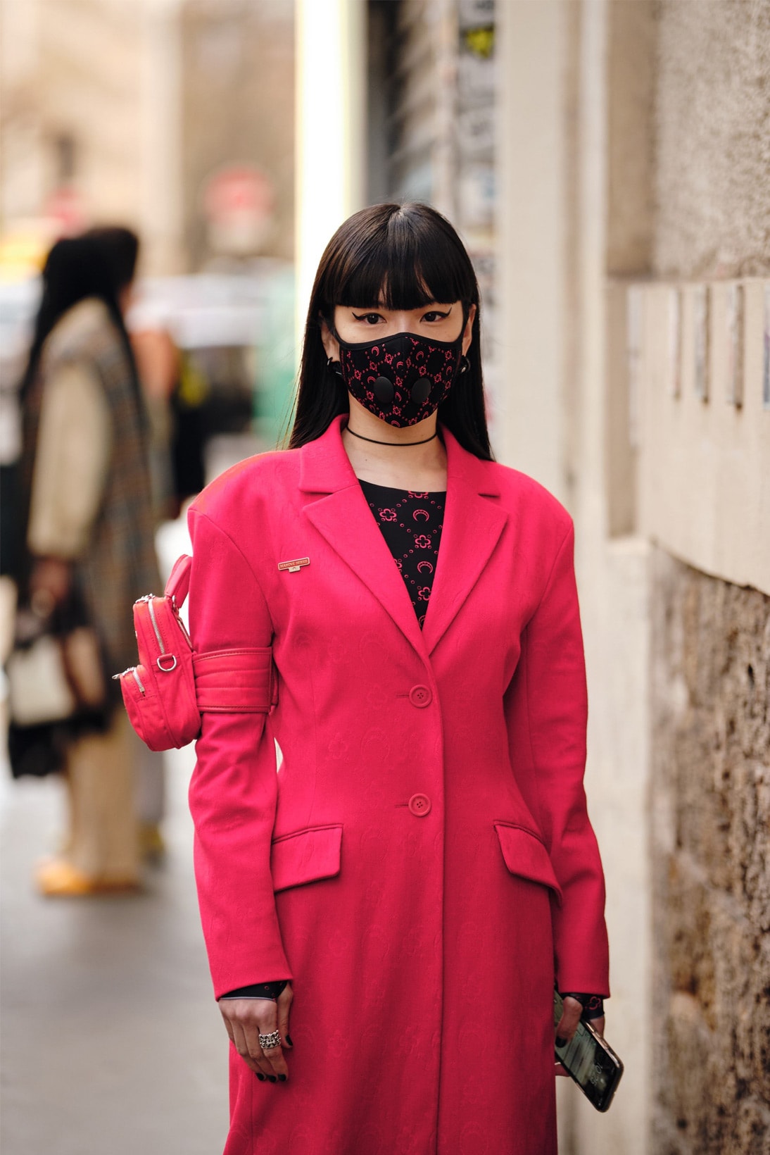 new york fashion week nyfw covid19 coronavirus marine serre mask pink akimoto kozue street style
