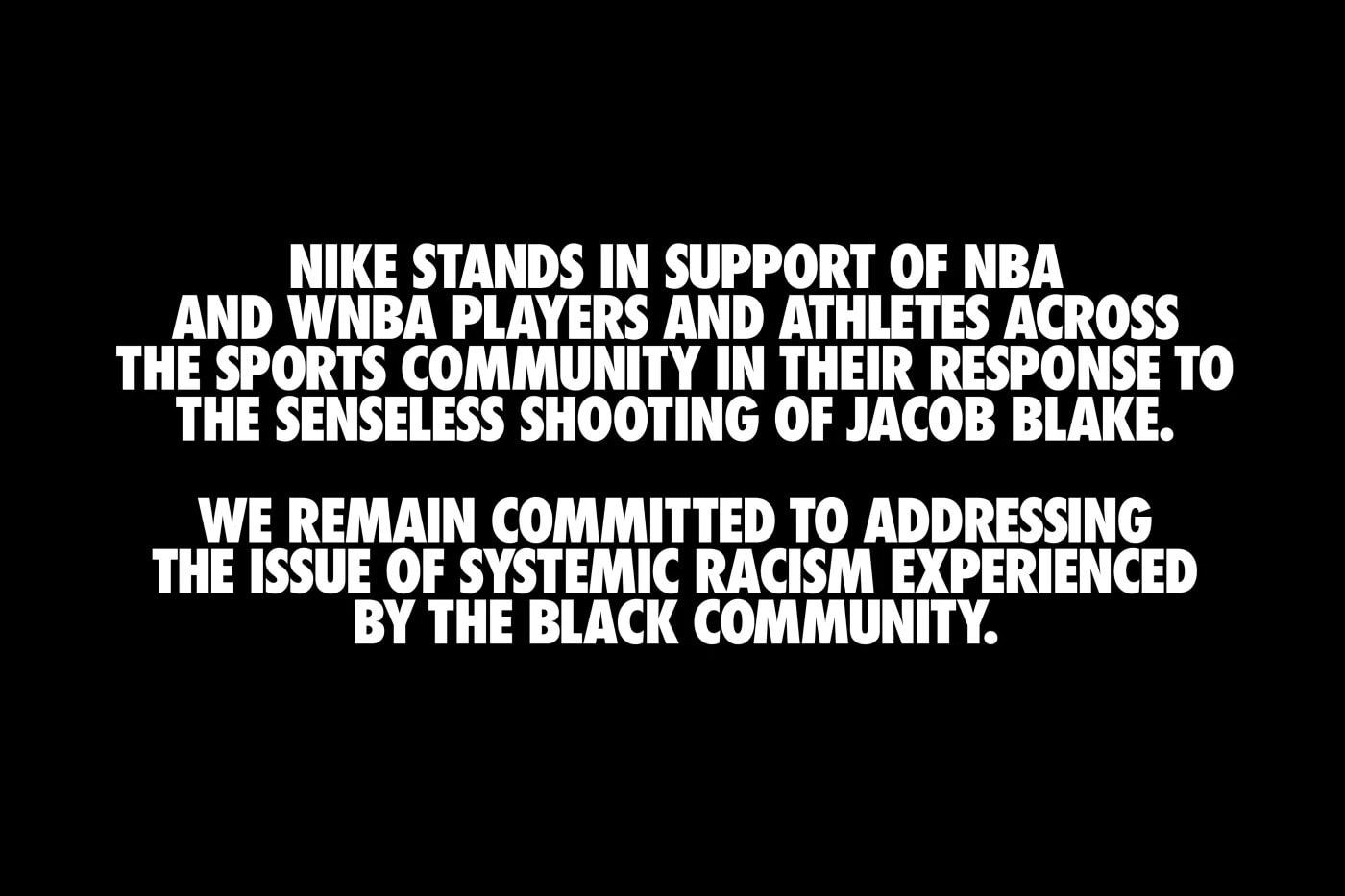 Nike Jacob Blake Black Lives Matter Racism Statement Response