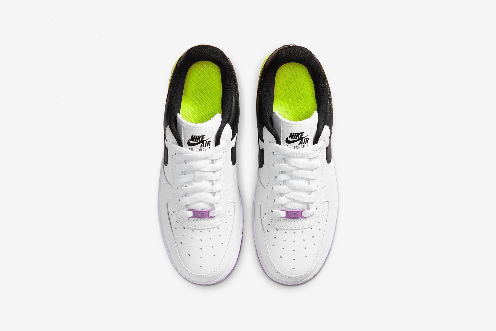 nike air force 1 07 womens sneakers neon green purple white colorway shoes footwear sneakerhead