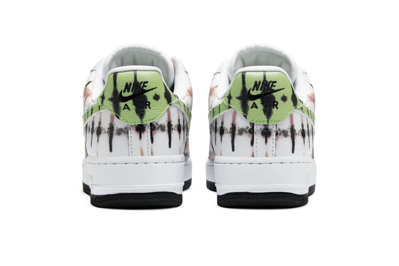 nike air force 1 07 qs af1 tie-dye womens sneakers green strike washed coral