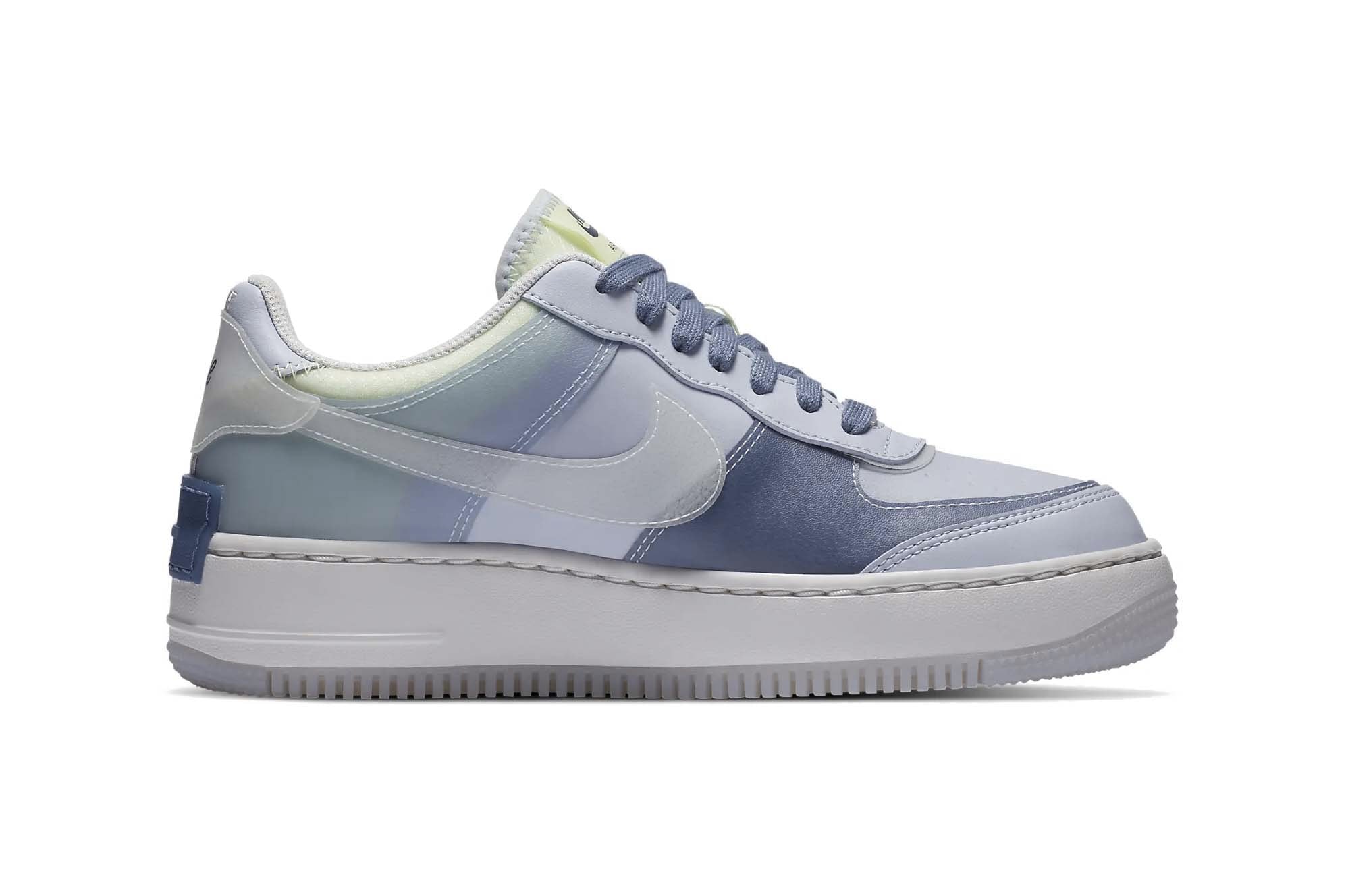 Nike Air Force 1 Shadow SE "Ghost/World Indigo" White Blue Navy Sneaker Release