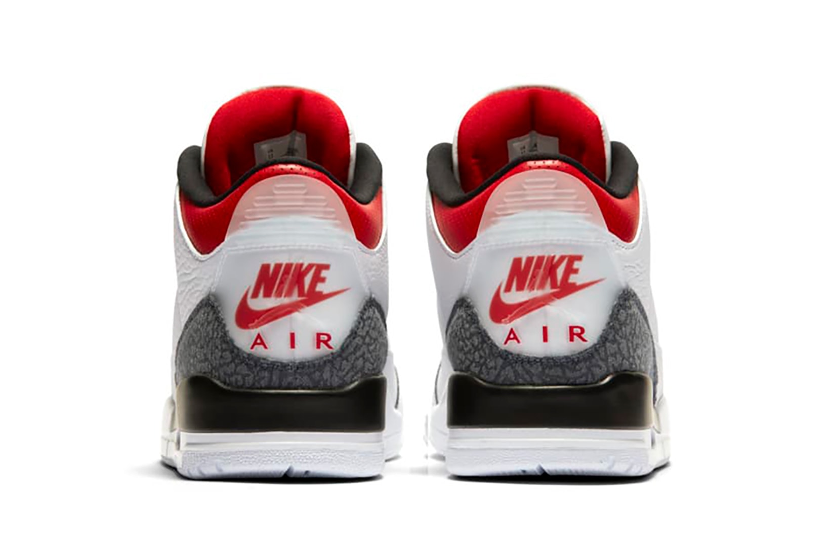 nike air jordan 3 sneakers white red gray elephant print denim japan colorway footwear shoes sneakerhead 