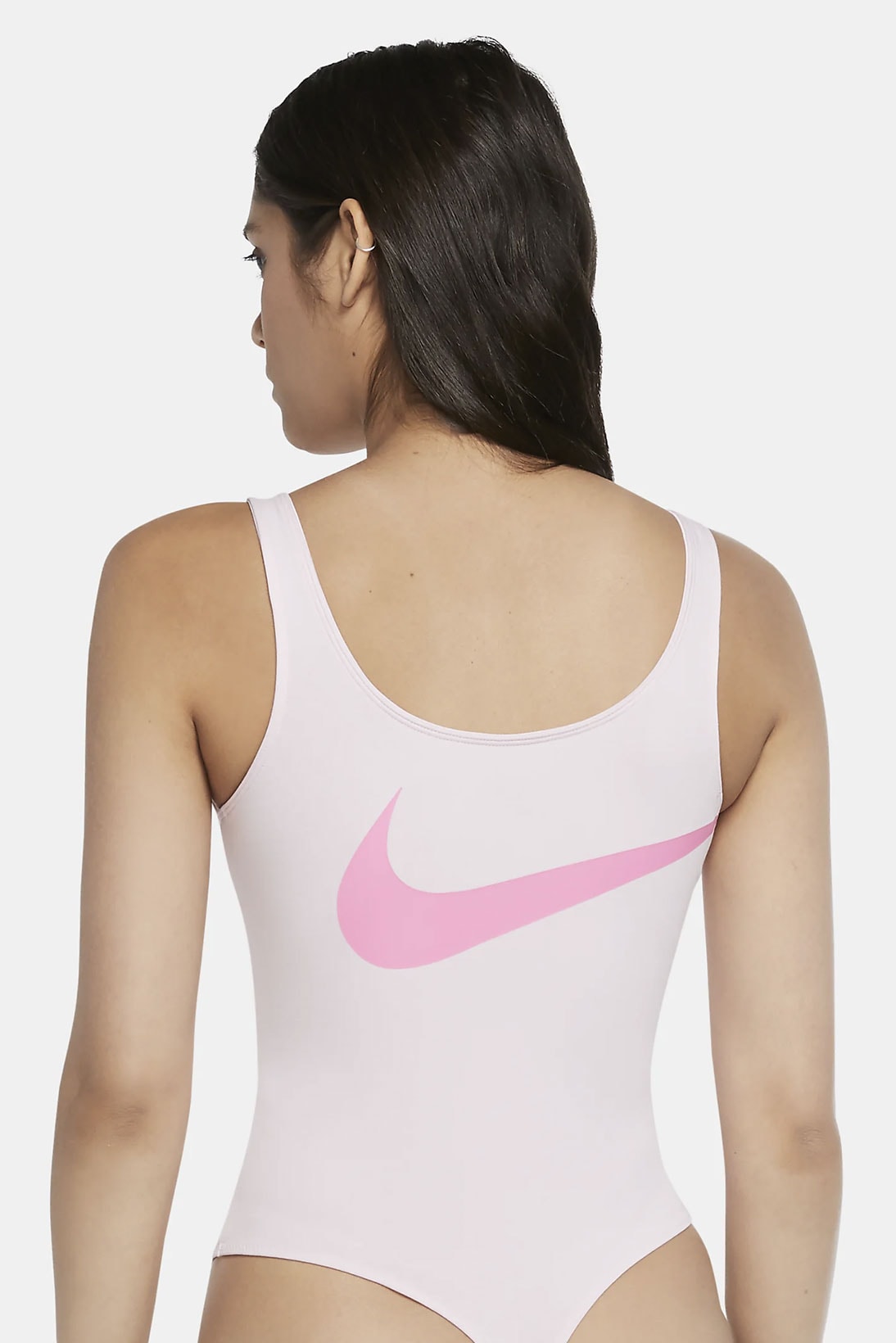nike swimwear bodysuit swoosh stacked logo pink foam glow sportswear 