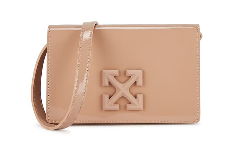 off white virgil abloh jitney patent leather top handle cross body bag nude pink