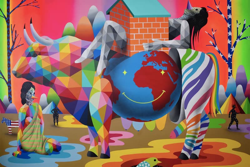 okuda san miguel new digital love corey helford los angeles solo exhibition spanish artist love in pandemia pikachu tweety donald duck sesame street