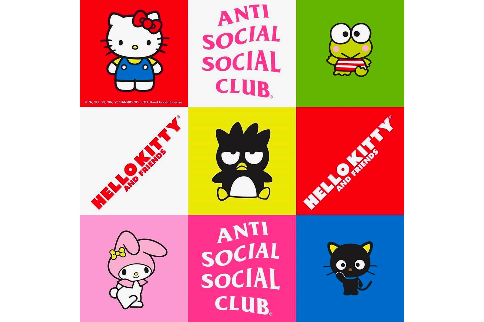 hello kitty sanrio anti social social club assc collaboration badtz maru my melody chococat keroppi release date 