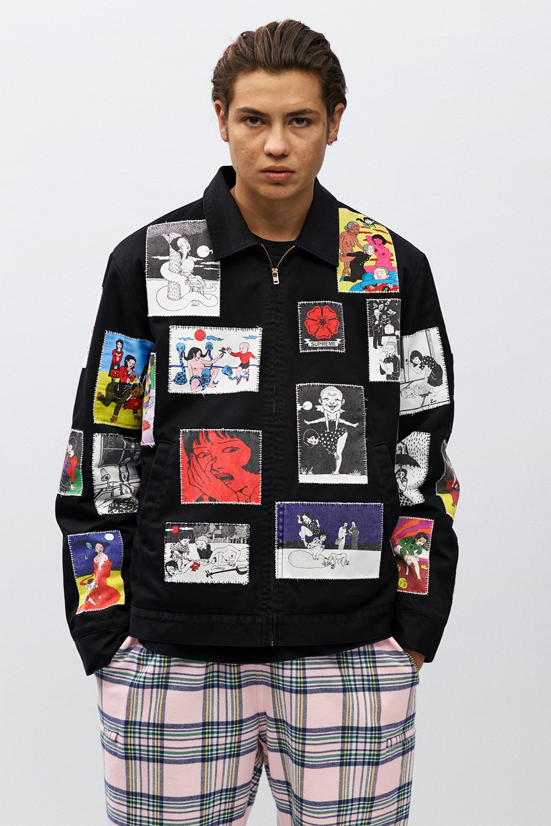 supreme fall winter collection the smurfs outerwear jackets pants pink black denim